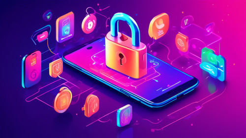 Create an image of a vibrant Android smartphone surrounded by secure connections and padlock icons, with a 'Best Free VPN 2023' banner displayed prominently. Include app icons representing top VPN services, all set against a futuristic, tech-inspired background.